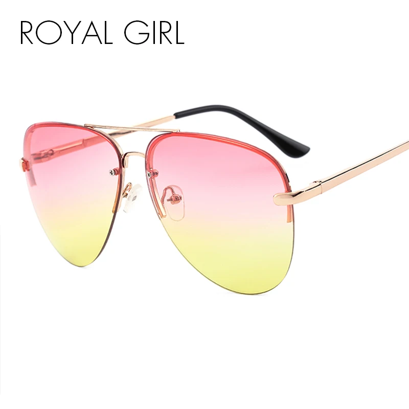 

ROYAL GIRL Women Rimless Sunglasses Classic Brand Chic Sunnies Summer Style Female Rivet Shades UV400 gafas de sol ss097