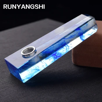 

Runyangshi Man-made Crystal Smoking Pipe Strainer Quartz Stone Blue Transparent Wand 1 Pc Smoke Pipe High Quality PL08