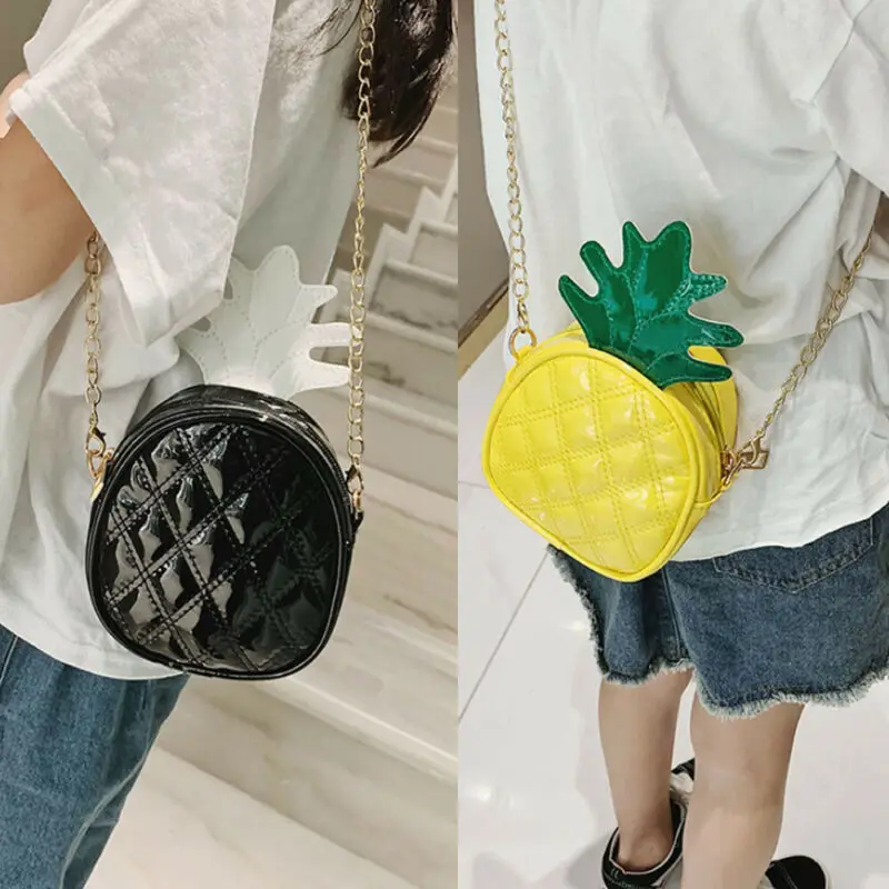 Модная детская сумка через плечо из искусственной кожи с ананасом для маленьких девочек