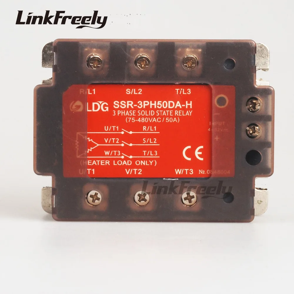 

SSR-3PH50DA-H 2pcs LED Panel 3 Three Phase AC Solid State Relay 50A Output 90-480VAC Input 4-32V DC Control AC SSR Relay Swich