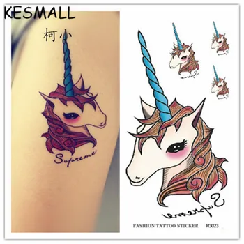 

KESMALL 30Pcs Waterproof Temporary Tattoo Sticker Colorful Unicorn Body Art Flash Tatoo Women Men Fake Tattoos Stickers CO674