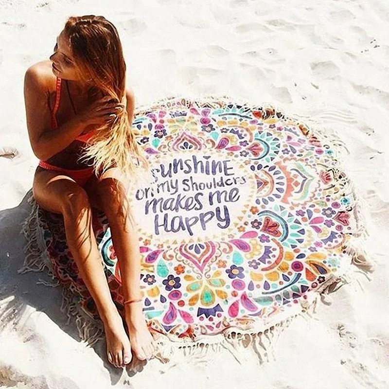 Hippie Round Mandala Tapestry Swimsuit Cover Ups Swim Towel Bathing Suit Cover-ups Beach Mat Beach Blanket L38341 (1)