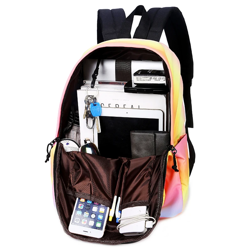 Mochilas estampadas de Color degradado para niñas adolescentes mochilas escolares mochilas impermeables Mochila