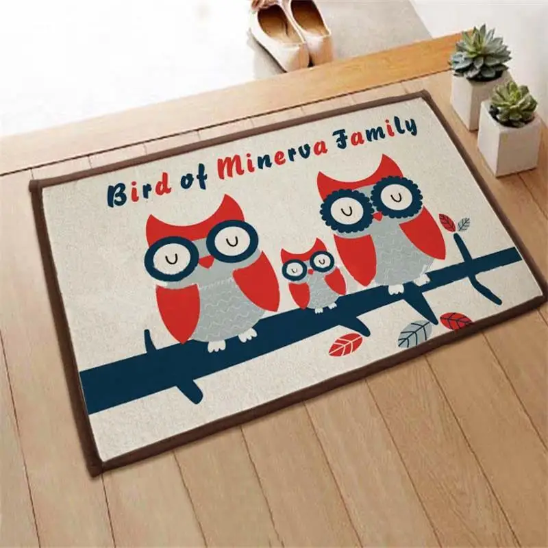 Floor Mat Carpet Owl Print Pattern Living Room 40x60cm/40x100cm Rug