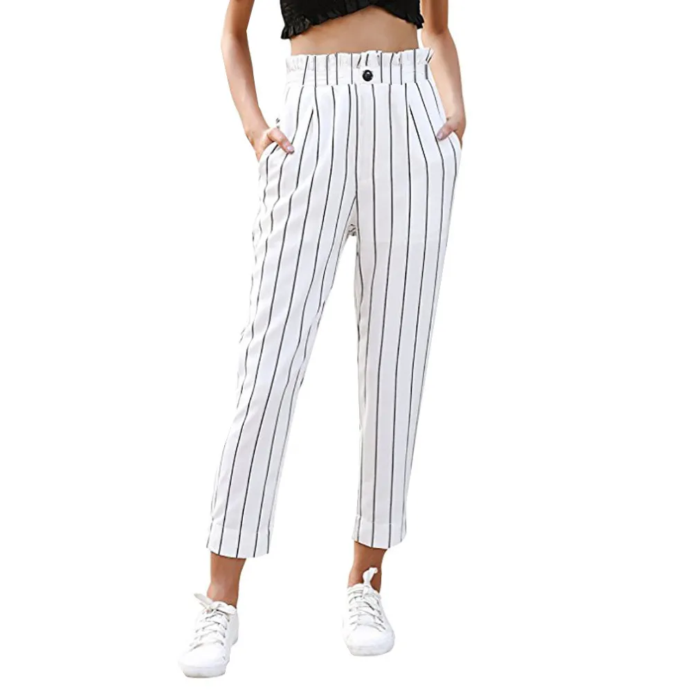 striped slim trousers
