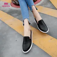 Женская обувь на плоской подошве обувь Для женщин Обувь с прорезями круглый носок платформа плоская подошва без шнуровки повседневная обувь дышащая легкая обувь