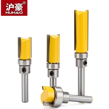 

HUHAO 1pc 1/2" Shank Woodworking Router Bits Burrs Cutter Wood Milling Cutter CNC Tool Straight Trimming With Bearing