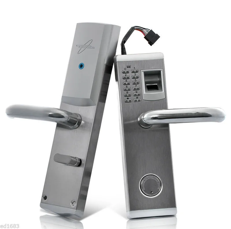 Biometric Electronic Door Lock Fingerprint, Password, Mechanical Key Digital Code Keyless Lock Stainless Steel lk902FS