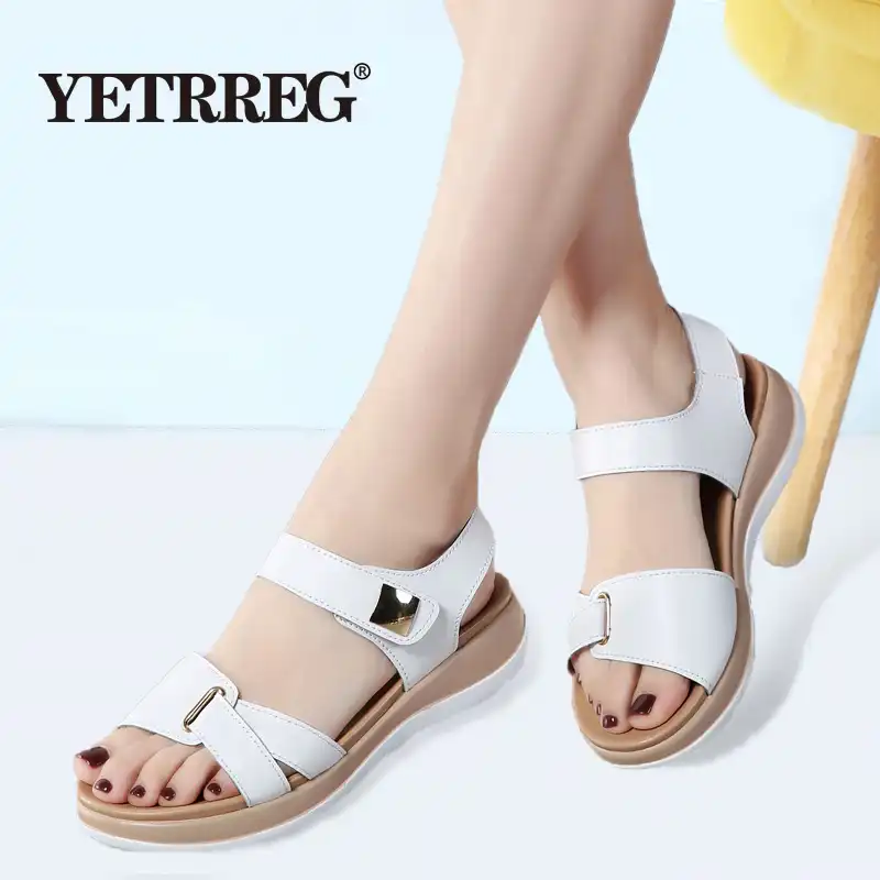 Brand New Summer Women Fashion Sandals Genuine Leather Flat Ankle