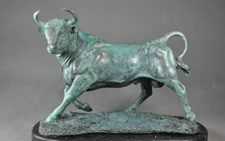 

xd 003430 Art Deco Sculpture Animal Niu Jie Cattle Bronze Statue