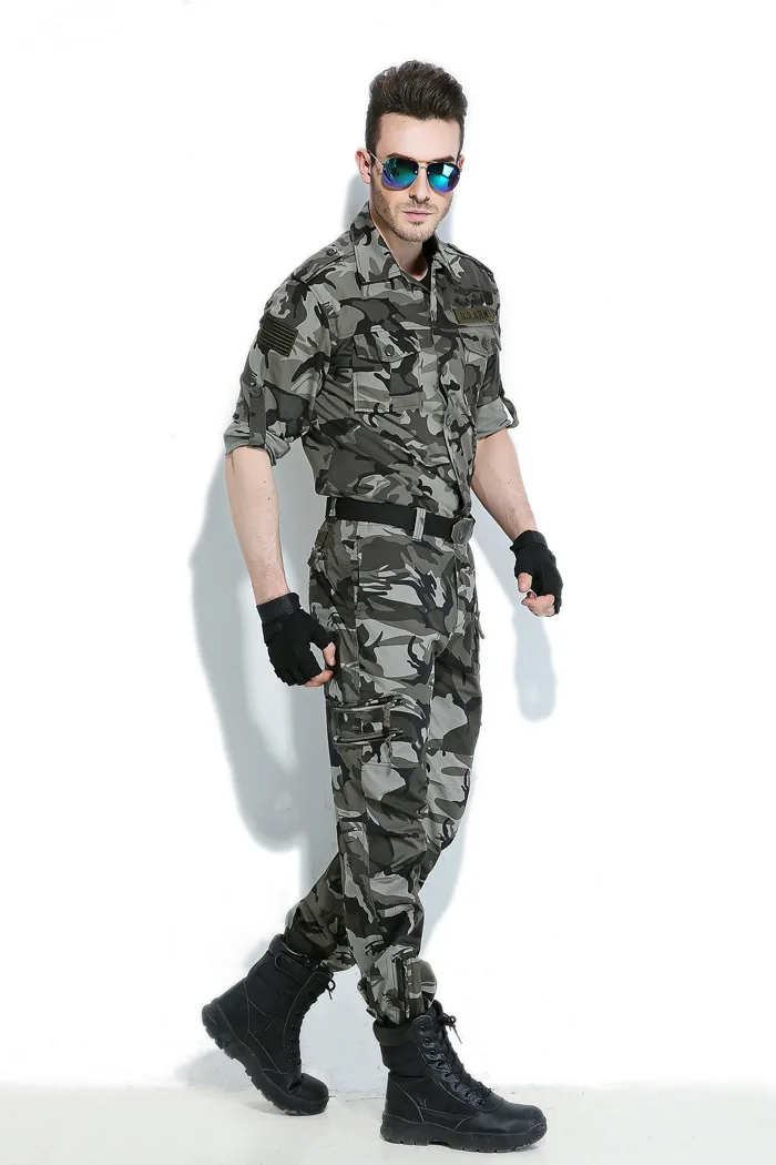 Мужская Боевая рубашка США Военная рубашка дышащий с длинным рукавом рубашка Осенняя Повседневная армейское одеяние Рубашка Camisas S-3XL