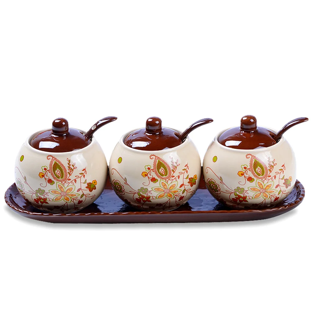 Creative European Ceramic Spice Jar Spice Box Set Kitchenware seasoning