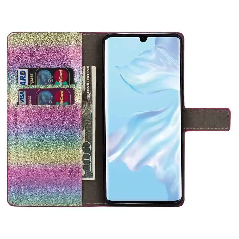 Кошелек с изображением радуги чехол для iPhone 6 S 6 S 7 8 Plus X XR XS Max 11 Pro Max откидной Чехол Блестящий из искусственной кожи чехол для телефона d