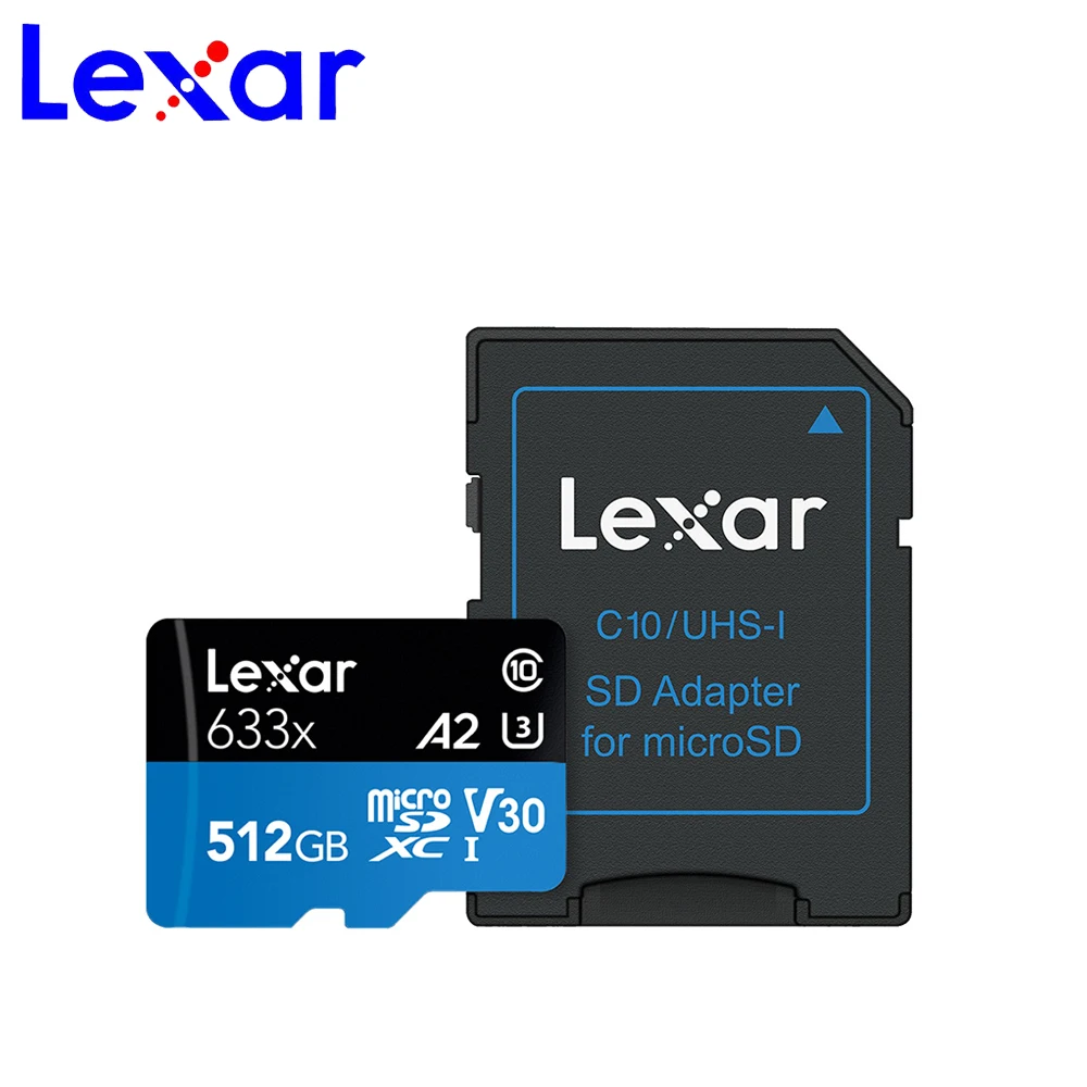 Оригинальная карта Lexar 633X A1 A2 Microsd 512 ГБ 256 128 Гб 64 32 95 МБ/с./с класс 10 U1 U3 Micro SD памяти TF