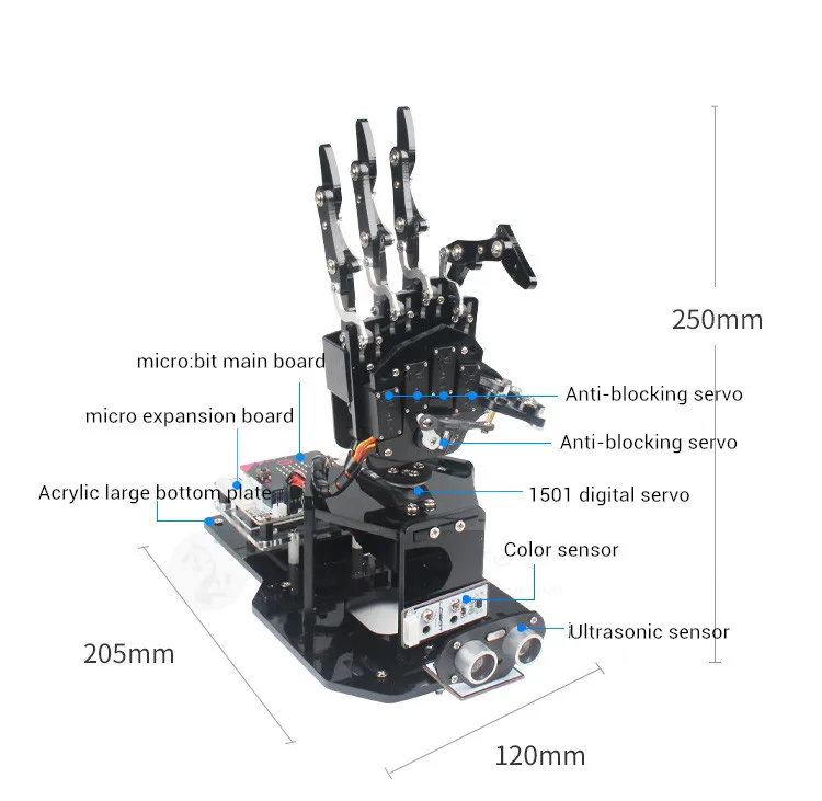 UHandbit с открытым исходным кодом Роботизированная рука/Программируемый микробит робот обучающий производитель комплектов образование вращающееся основание 180 °