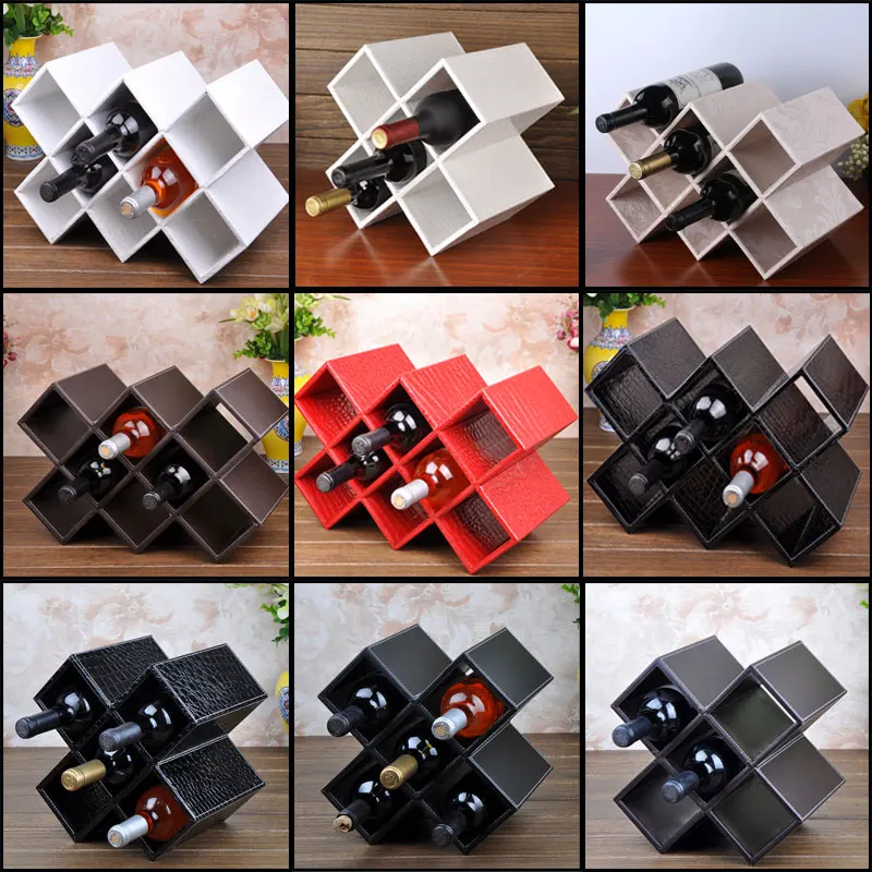 

Pan Ya wine rack ornaments Wine bottle rack wood display lattice household living room European wine bar
