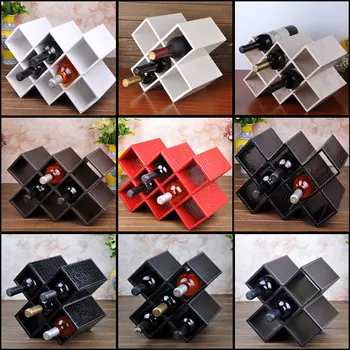 

Pan Ya wine rack ornaments Wine bottle rack wood display lattice household living room European wine bar