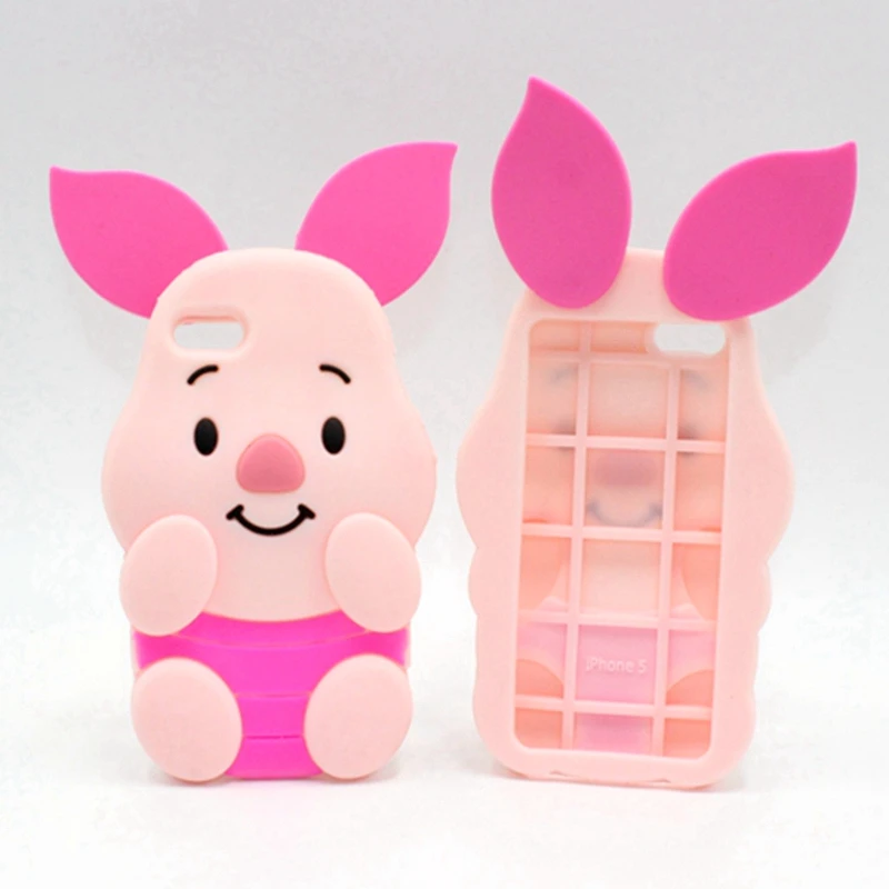 

New 3D Cute Cartoon Pink Pig Design Lovely Piglet Case Soft Case For iPhone 4S 5 5S SE 6 6S 7 8 Plus 6Plus 6sPlus Silicone Cover