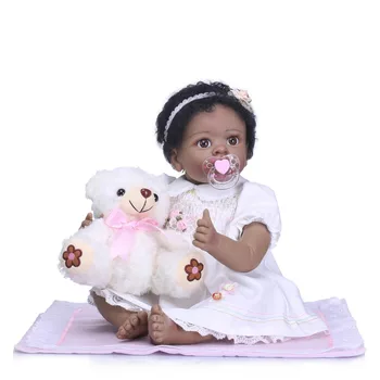 

NPK 22Inch Dolls 55cm Soft Silicone black skin Reborn Dolls simulation menina Lifelike Doll Reborn Babies Toys for Girl plamatrs