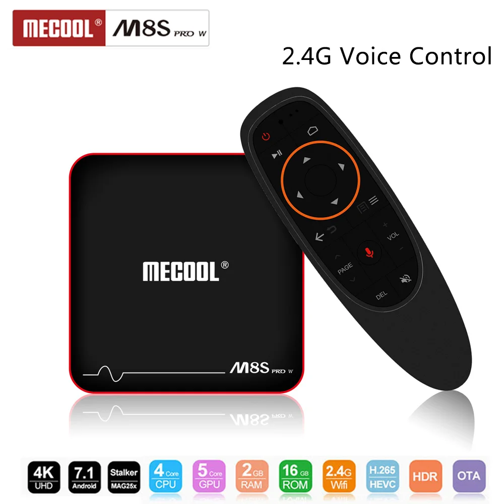 

10pcs MECOOL M8S PRO W 2.4G Voice Control Android 7.1 Smart Tv Box 2GB 16GB Amlogic S905W Support 4K Stalker H.265 Media Player