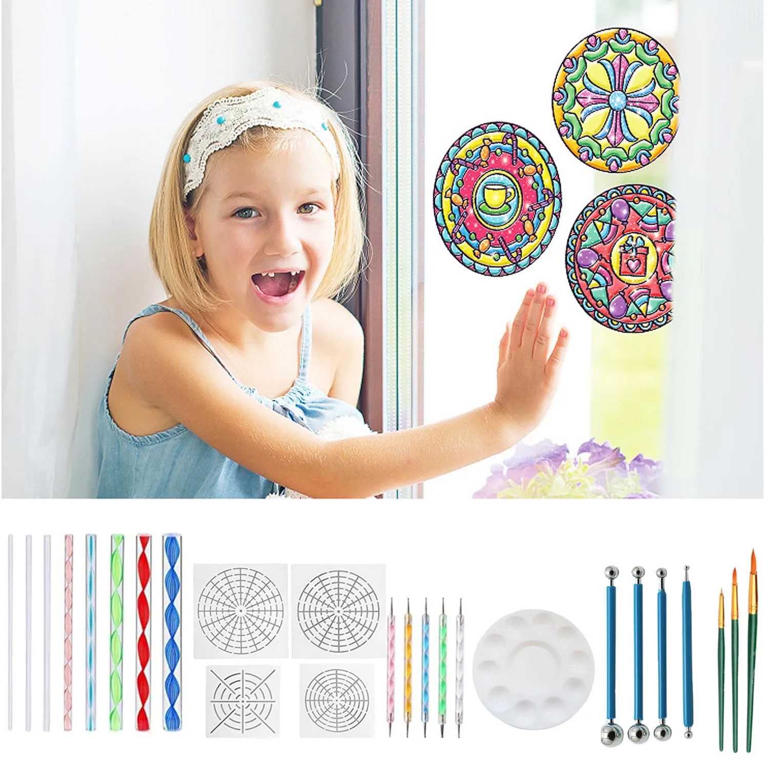 

25pcs Mandala Dotting Tools Set Dotting Pens Brush Mandala Stencil Ball Stylus Paint Tray for DIY Wall Painting Drawing Drafting