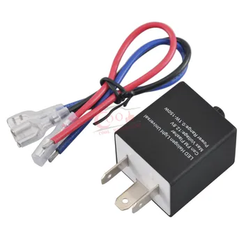 

12 V Universal LED Flasher Relay 3-Pin Fix Turn Signal Decoder Load Equalizers Adjustable speed with wire Motorcycle Black