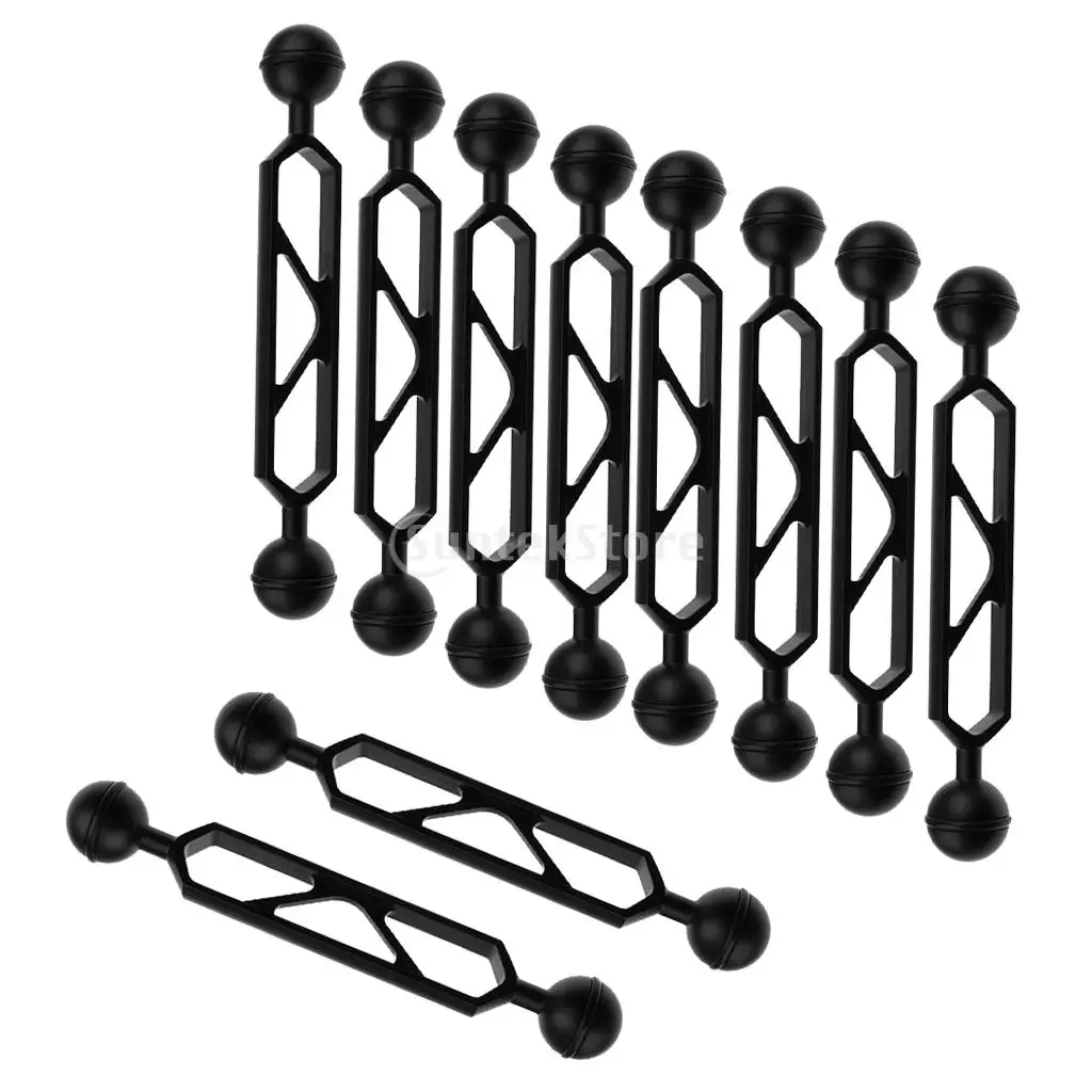 10Pieces 6'' Dual Joint Ball Extension Aluminum Alloy Arm Diving Underwater Camera High Strength, Corrosion Resistance