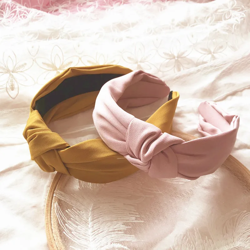 

Cute solid color knot hair hoop face cleansing temperament simple constraint hair hoop jewelry
