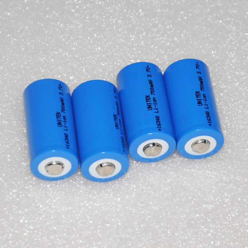 100 UNITEK ICR 3.7v 16340 li ion battery 700mah CR123A CR 123A rechargeable lithium ion cell