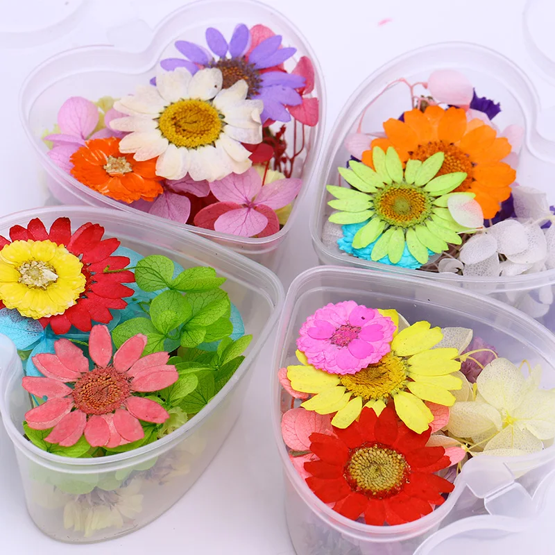 1 коробка сушеные цветы для украшения ногтей смешанный консервированный цветок с коробкой в форме сердца DIY Маникюр 3D дизайн ногтей украшения