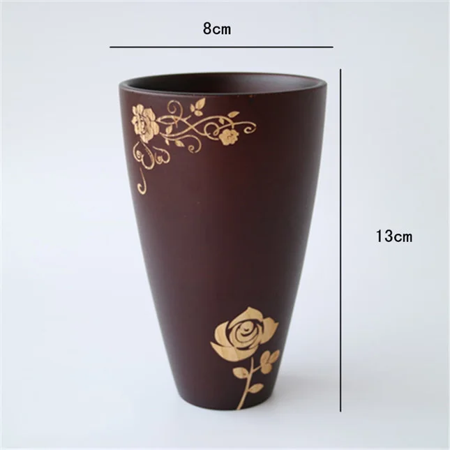 Деревянная чашка ручной работы Кофе Чай пиво сок молочный напиток cupwood Кофе чашки Чай Drinkware тяга цветок