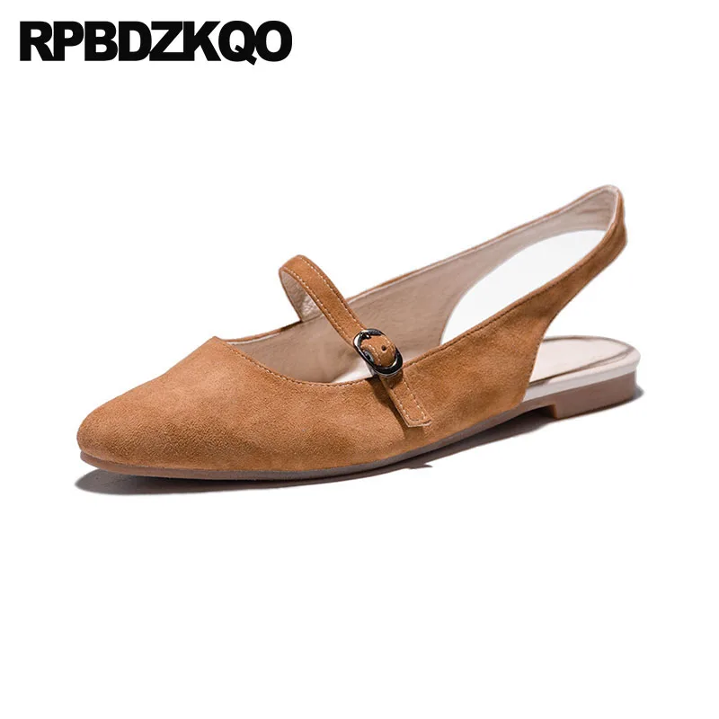 

Designer Brown Gray China Mary Jane Sandals 2018 Pointed Toe Slingback Chinese Flats Ladies Women Dress Shoes Suede Comfortable