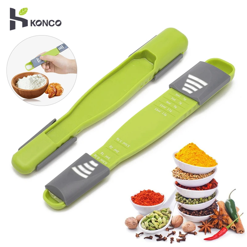 

KONCO Measuring Spoon, Adjustable Scale Eight Stalls Metric Spoon for Measuring Dry/Liquid Ingredients,Creative Double End