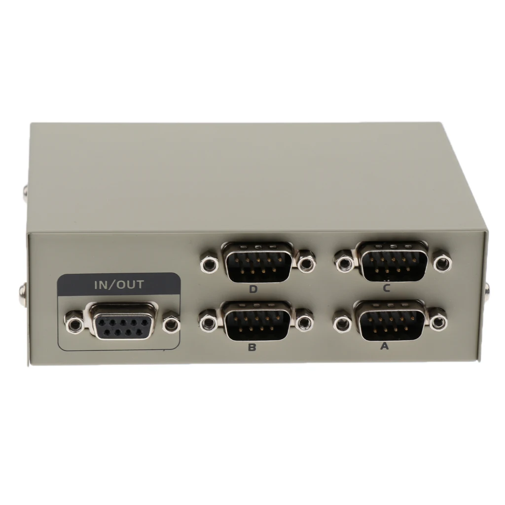 4xPrinter DB9 Pin Serial RS232 Switch Box Manual 4Port Data Sharing Switcher