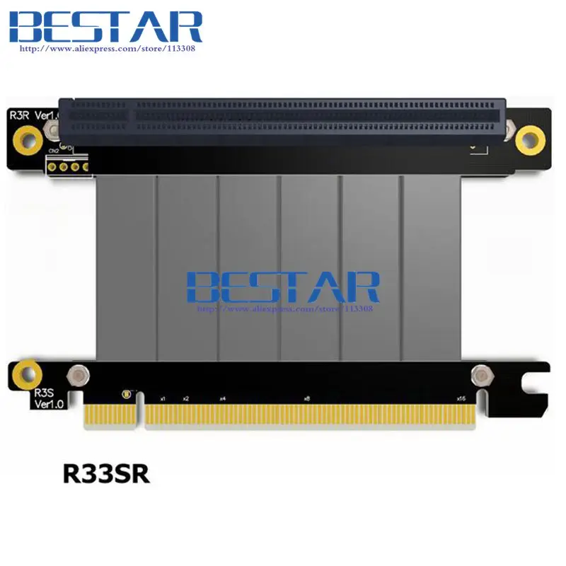 Projeto Cotovelo Gen3.0 Pci-e 16x para 16x3.0 Riser Cabo 5cm 10cm 20cm 30cm 40cm 50 Centímetros Extensor Pci-express Pcie X16 Ângulo Direito - Imagem 4
