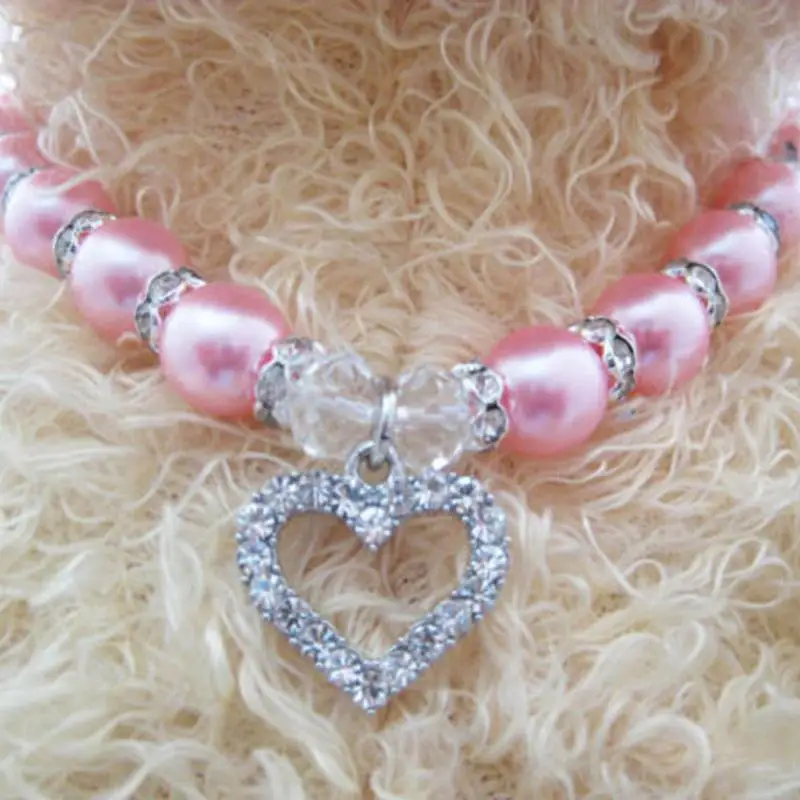 

Fashion Pet Coller Puppy Dog Cat Pearl Necklace Pet Accessories Love Diamond Pets Dogs Cats Collar & Ldads Jewelry