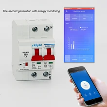 

The second generation 2P WiFi Smart Circuit Breaker with Energy monitoring and meter function for Amazon Alexa and Google home