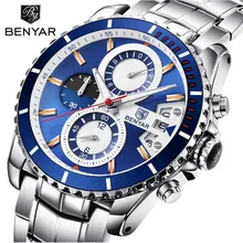 BENYAR Luxury Chronograph Sport Mens Watches Fashion Brand Military Waterproof Quartz Watch Relogio Masculino Saat Dropshipping 2018 megir fashion chronograph sport mens watches top brand luxury waterproof military quartz watch clock man relogio masculino