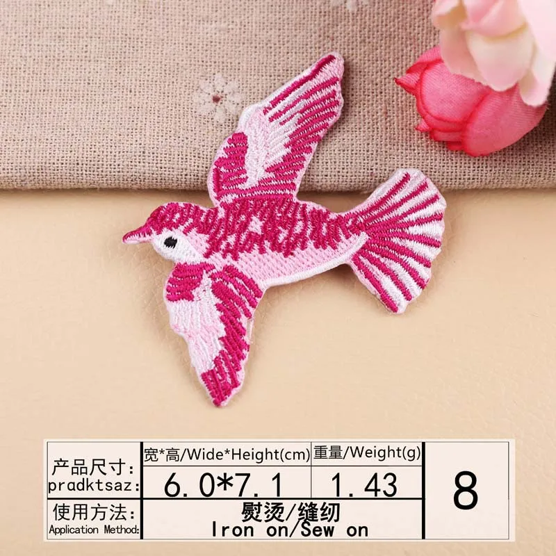 

DOUBLEHEE Size 6CM*7.1CM Bird Patch Embroidered Patches For Clothing Iron On For Close Shoes Bags Badges Embroidery