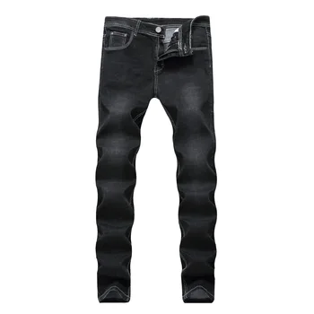 

Black Slim Fit Jeans Men Design New 2018 Mens Korean Fashion Denim Pants Garment Washed Long Jeans 28-42 Hot Sale