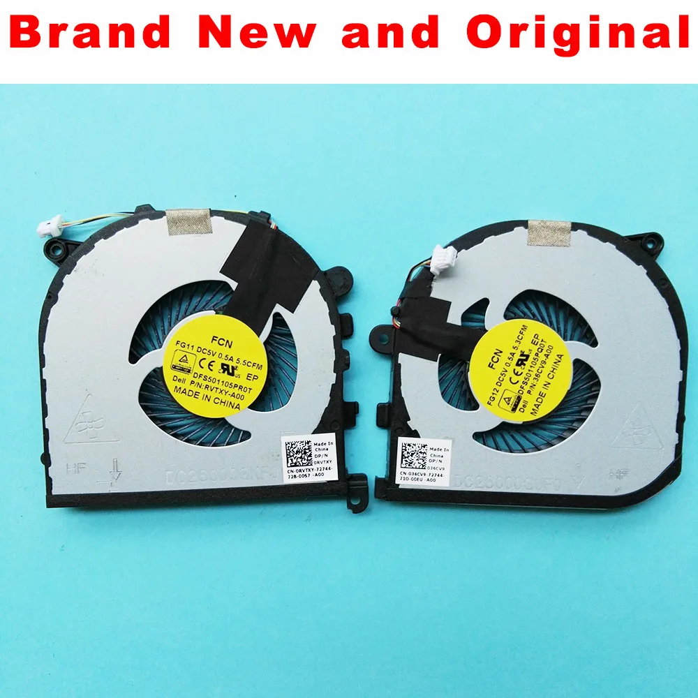 

new riginal cpu cooling fan for DELL XPS 15 9550 fan cooler 0RVTXY RVTXY 036CV9 36CV9 DFS501105PR0T FG11 DFS501105PQ0T FG12