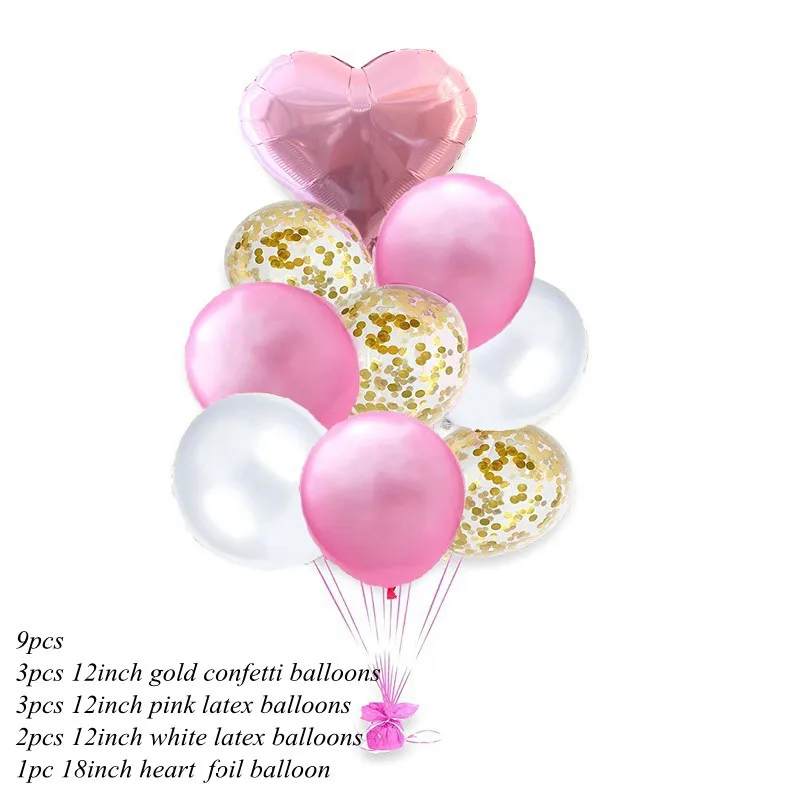 DIY Романтическая любовь бумажный шарик гирлянда воздушные шары с конфетти шар Гелиевый шар на День святого Валентина свадебные принадлежности - Цвет: 9PCS pink series