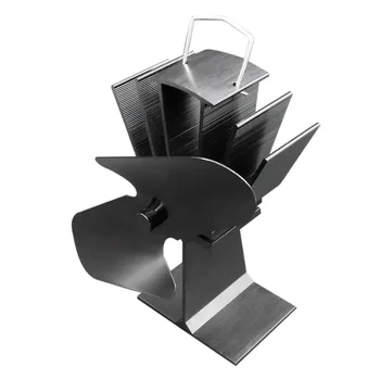 

Durable 2 Blades Aluminum Black Heat Powered Stove Fan Fuel Saving Eco-friendly Wood Burner Stove Fan Ultra-quiet