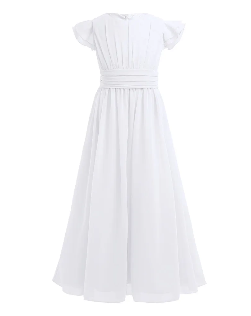 IEFiEL/платье с цветочным узором для девочек; платье с фатиновой юбкой на свадьбу и день рождения для маленьких девочек; Детские платья для первого причастия; праздничная одежда для девочек - Цвет: White