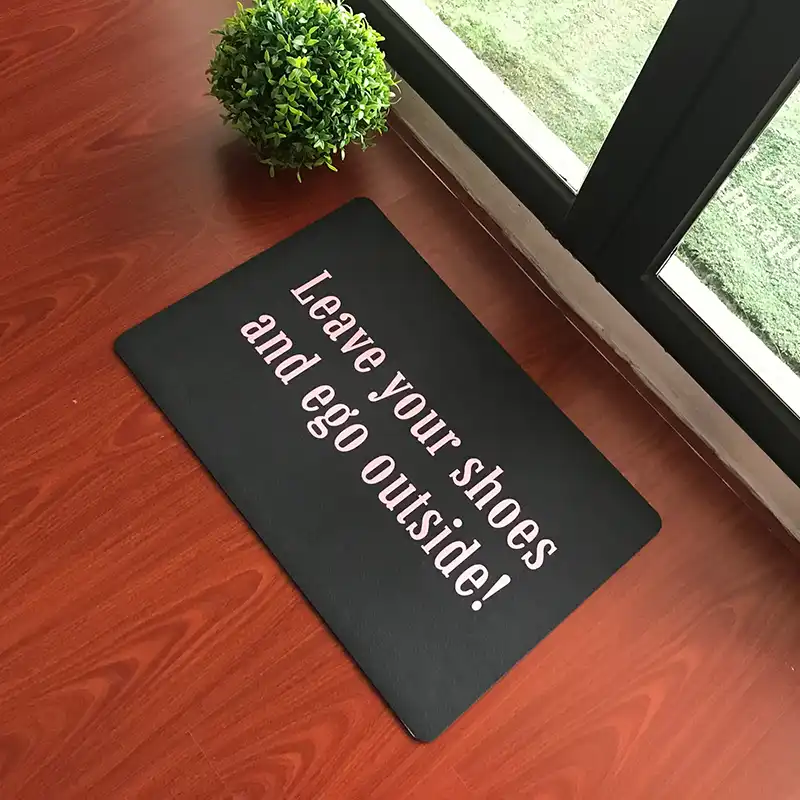 Custom Funny Rubber Door Mat Leave Your Shoes And Ego Outside