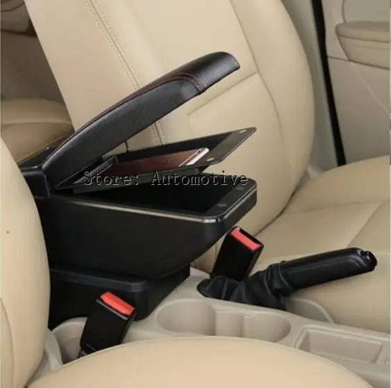 Для Honda Fit Jazz- центральная консоль ящик для хранения кожаный двухслойный подлокотник