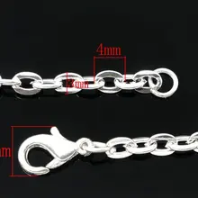 Посеребренная омаровая застежка с кольцом ожерелье-цепочка 18"