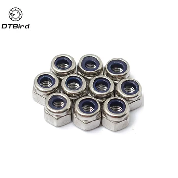 

100pcs M4 Stainless Steel Nylon Insert Locking Nut Screw Lock Hexagon Hex Nuts For Home Tools