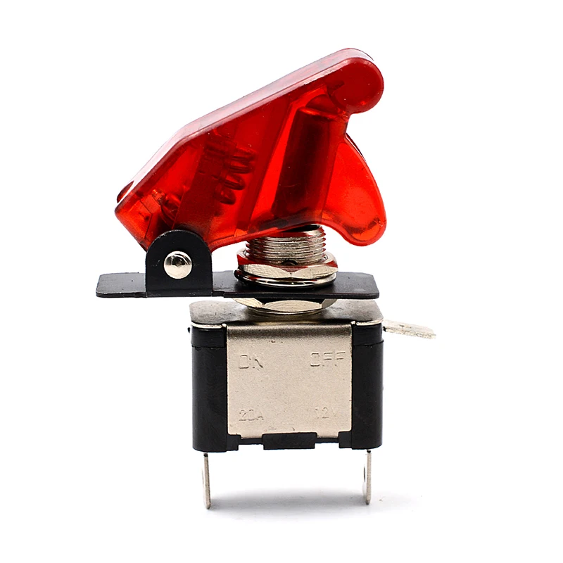 

12V 20A ON/OFF Miniature Rocker Toggle Switch & Red Cover For Professional Racing Car Vehicle Fog Lamps Dome Light Mayitr