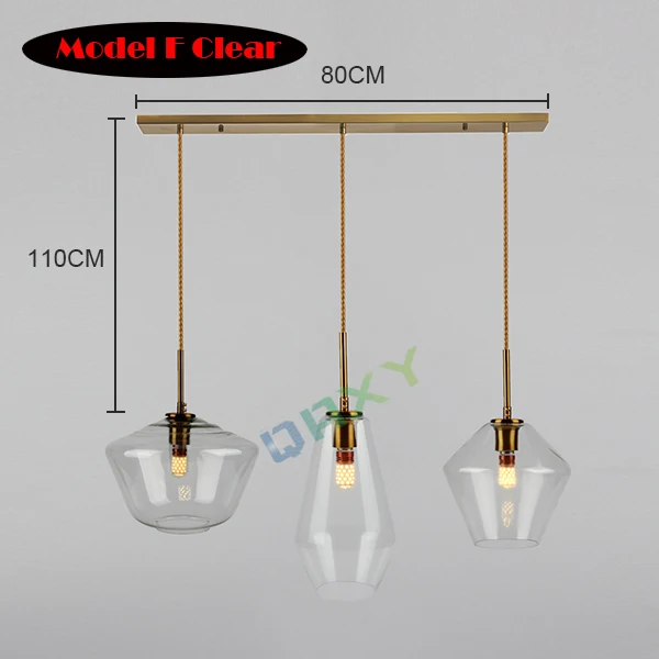 Пост-современный прозрачный/Янтарный стеклянный абажур подвесной светильник 3 стиля Привлекательный подвесной светильник для кухни бар отель магазин подвесные лампы [D1501] - Цвет корпуса: Model F Clear
